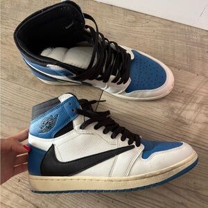 Nike Jordan x Travis Black and Blue High-Top Sneakers size 11.5 like new